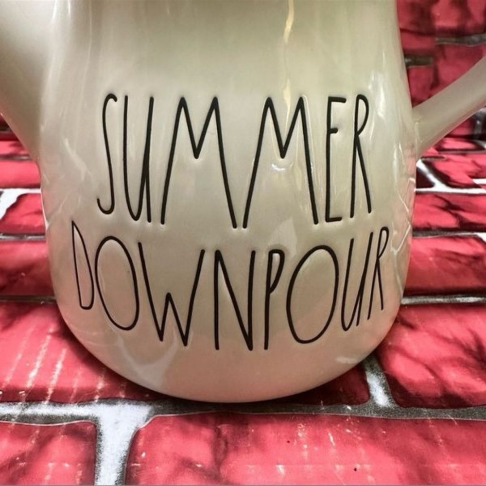 Rae Dunn SUMMER DOWNPOUR cream ceramic watering can - Picture 5 of 9
